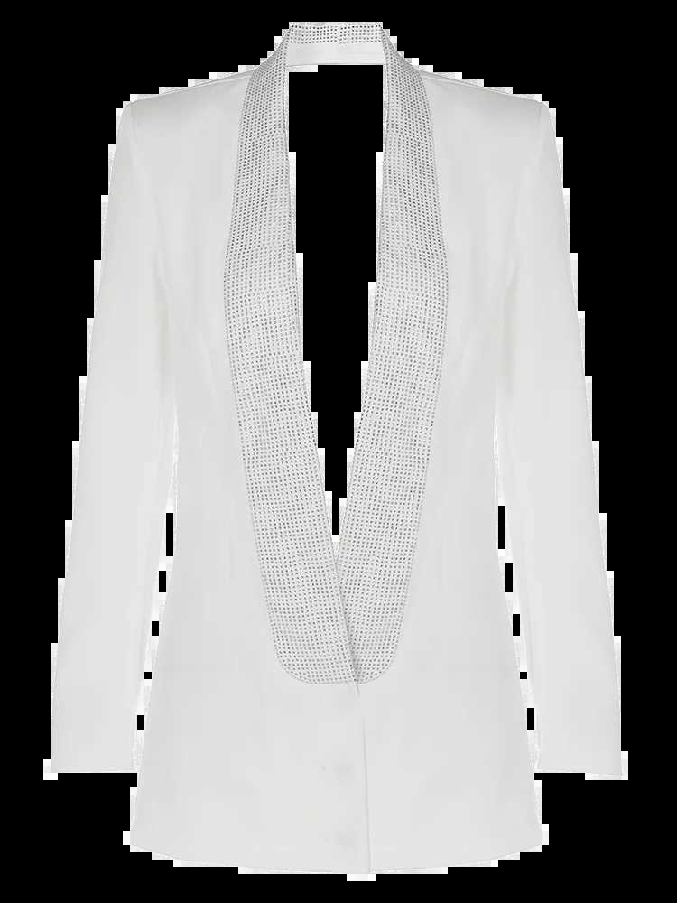 Women's Jackets Dulzura Solid Sparkly Crystal Rhinestone Shoulder Pad Backless Suit 2023 Summer For Women Classic Prom Elegant Evening Party T231