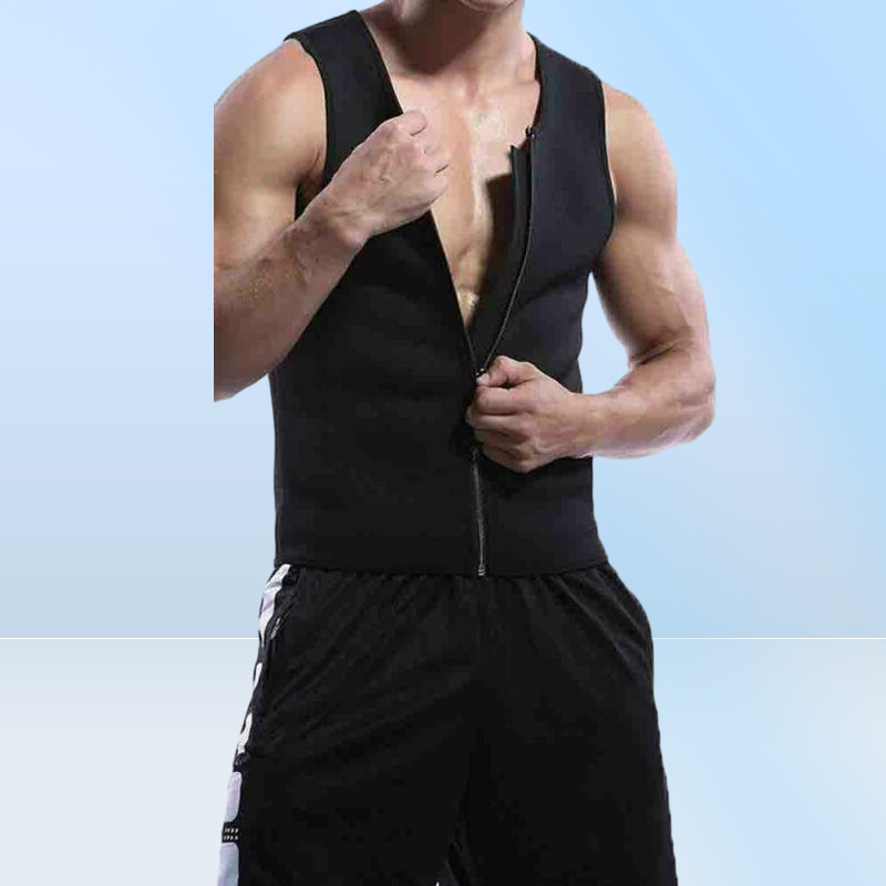 Men039s Vests Workout Trainer Vest Tank Tops Sweat Sauna Waist Body Shaper Slim Male Athletic Gym Zipper Tee Shirt Plus Size8819972