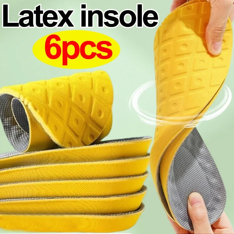 Shoe Parts Accessories 6pcs3pairs Latex Memory Foam Insoles for Women Men Soft Foot Support Pads Breathable Sport Insole Feet Care Insert Cushion 2310