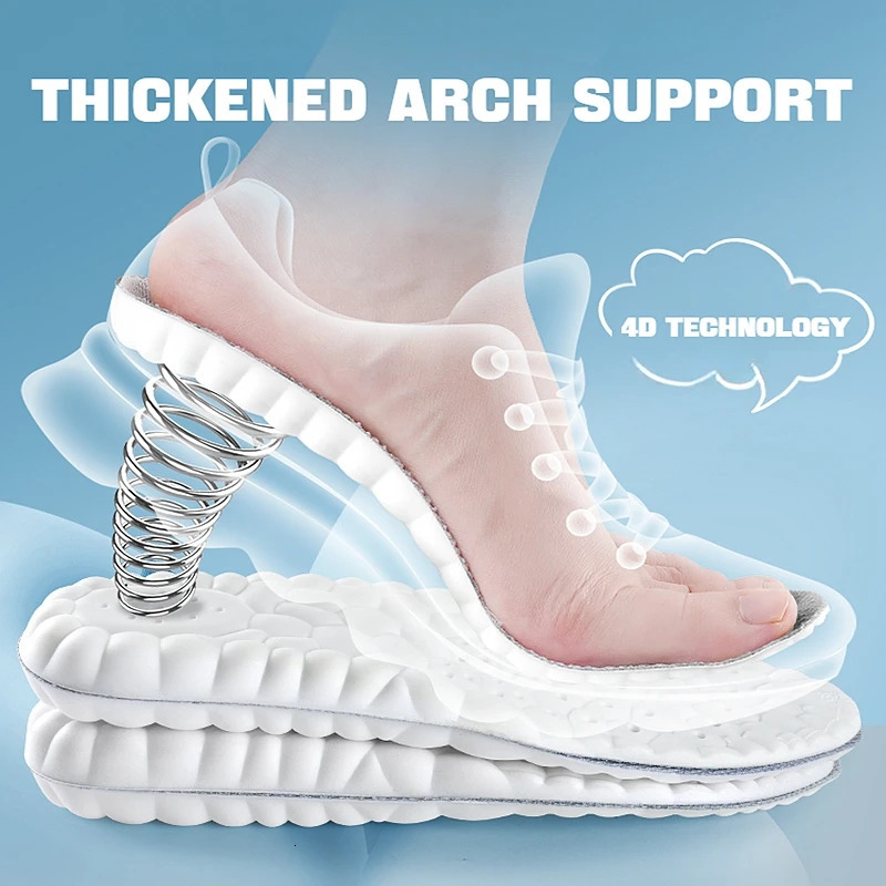 Shoe Parts Accessories 1Pair 4D Shoes Insoles for Feet Soft Plantar Fasciitis Insole Arch Support Orthopedic Inserts Sports Shock Absorption Pads 2310