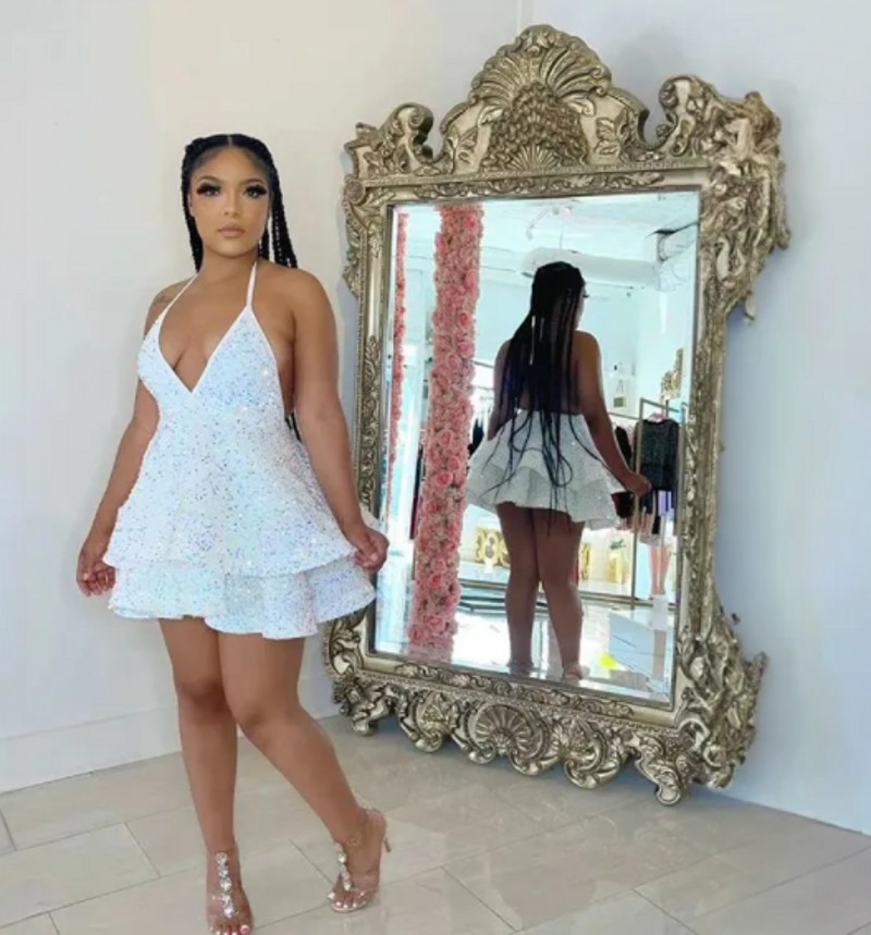 Sky Blue Spaghetti Straps Sequins Homecoming Cocktail Dress Women 2024 Short Midi Sparkly Birthday Party Dinner Gowns Prom Teen Robe De Soiree