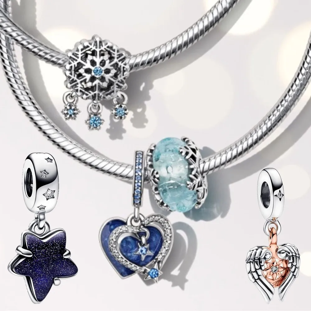Charms 925 Sterling Silver Moment Key Ring Small Bag Heart Charm Holder Fit S925 Snake Charm For Women Jewelry Keychain