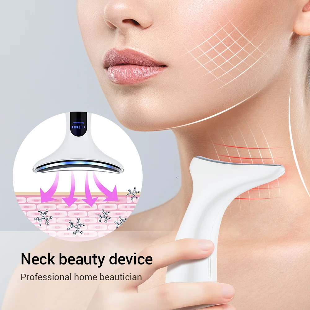 Face Massager Heat EMS Neck ION LED Pon Therapy Lifting Beauty Devices Remove Double Chin Anti Wrinkle Skin Care Tools 231023