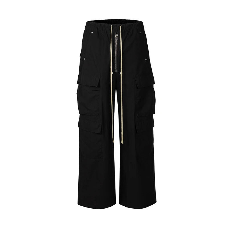 Mens Pants Vintage Zipper Side Pocket Cargo Flared Casual Men Y2k Baggy Japanese Streetwear Trousers 231024