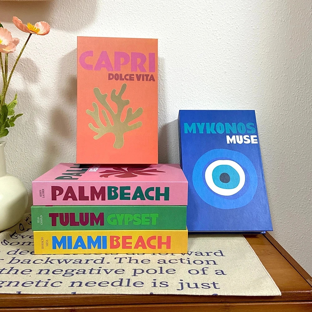 Decorative Objects Figurines Travel Series Open Book Decoration Coffee Table Living Room Fashion Prop Books Home Model IBIZA 231023