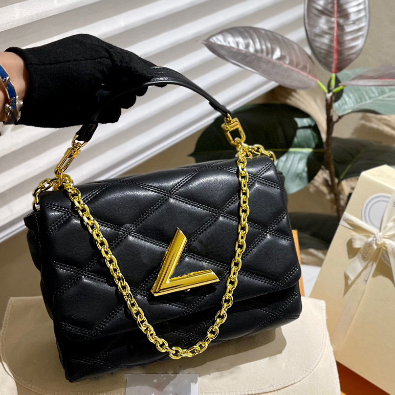 GO-14 Luxury Designer Bag Womens Handbag High quality rhombus Leather go14 Single Shoulder Bag Letter Lock Decoration Lady Twist Crossbody Bag Tote Bag Handbags