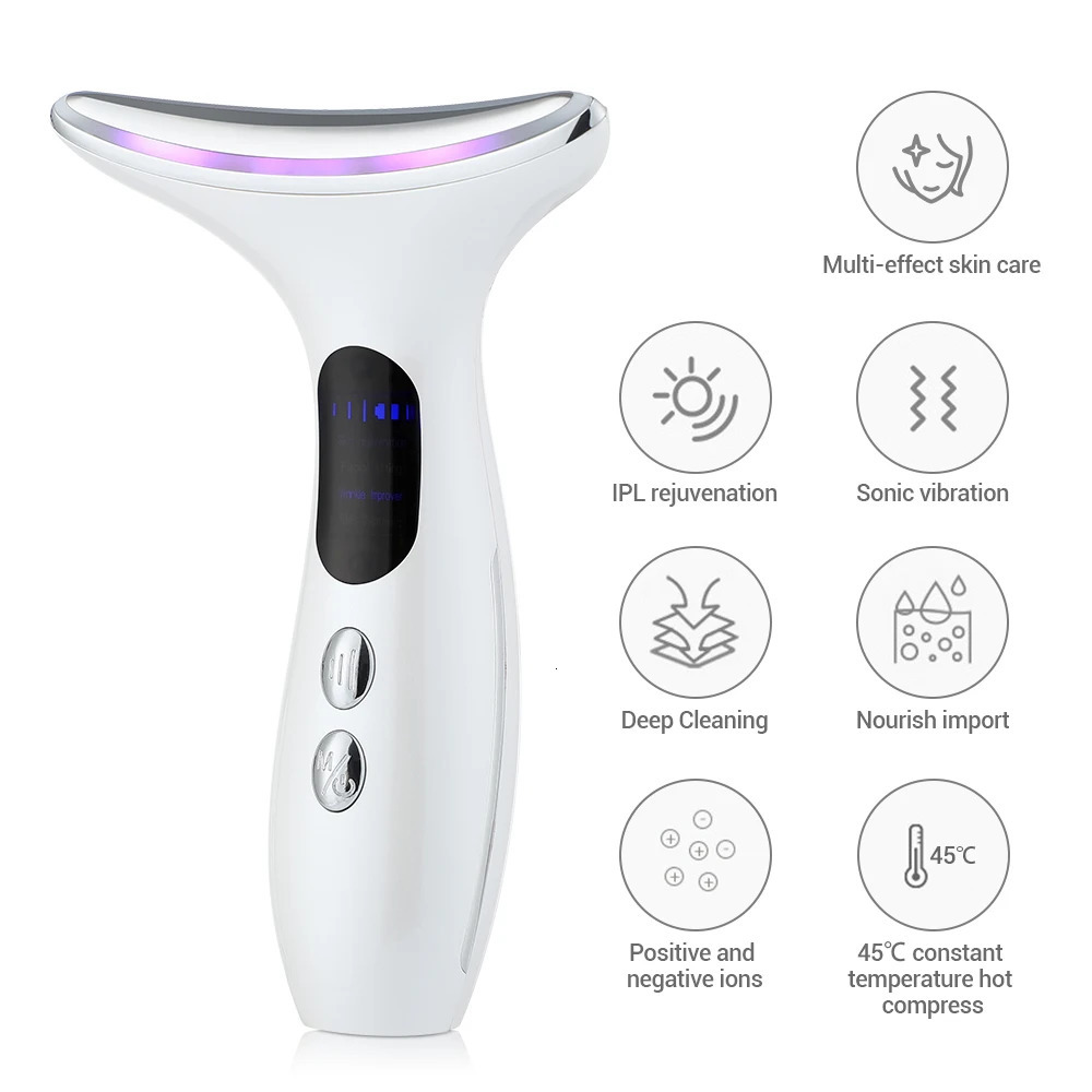 Face Massager Heat EMS Neck ION LED Pon Therapy Lifting Beauty Devices Remove Double Chin Anti Wrinkle Skin Care Tools 231023