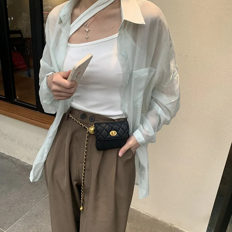 Waist Bags Chain Bag Women Fashion PU Leather Chest Mini Coin Purse 231024