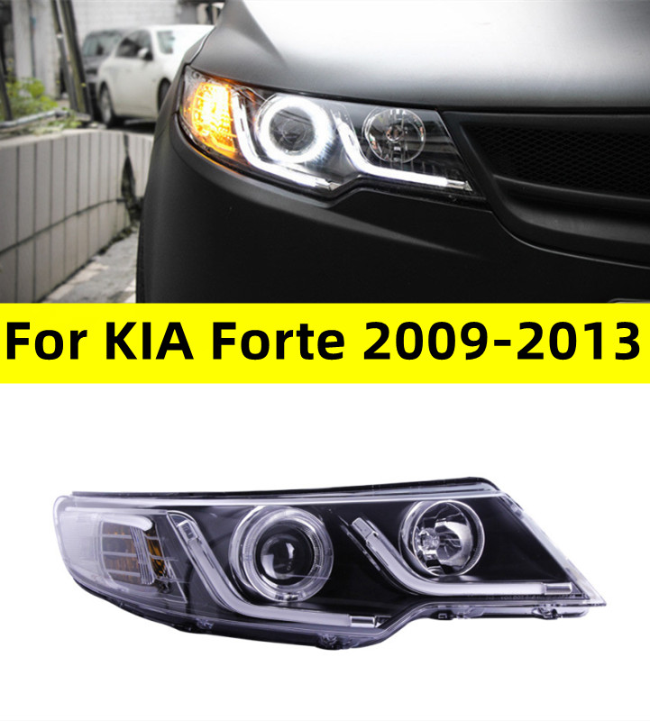 Car Styling Head Lights for KIA Forte 2009-2015 Forte Coupe Headlights LED Angel Eye Daylight Lens Xenon Lamp Signal Headlamp