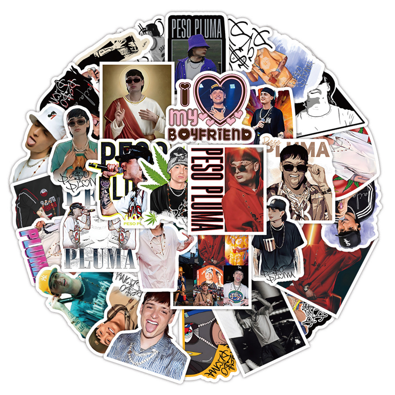 53Pcs Hot Singer Peso Pluma Stickers Rapper Graffiti Stickers for DIY Luggage Laptop Skateboard Motorcycle Bicycle Stickers