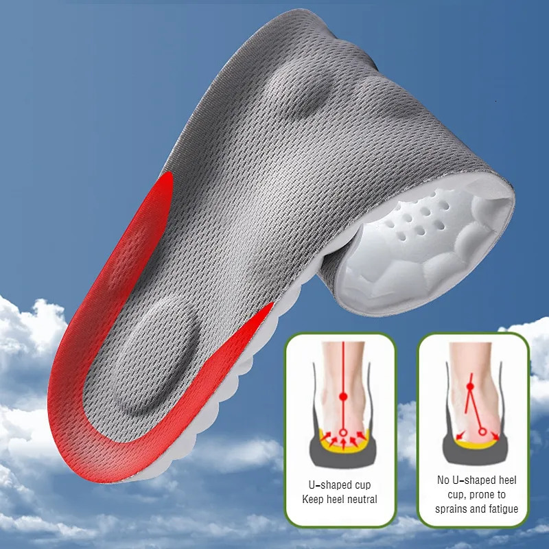 Shoe Parts Accessories 1Pair 4D Shoes Insoles for Feet Soft Plantar Fasciitis Insole Arch Support Orthopedic Inserts Sports Shock Absorption Pads 2310