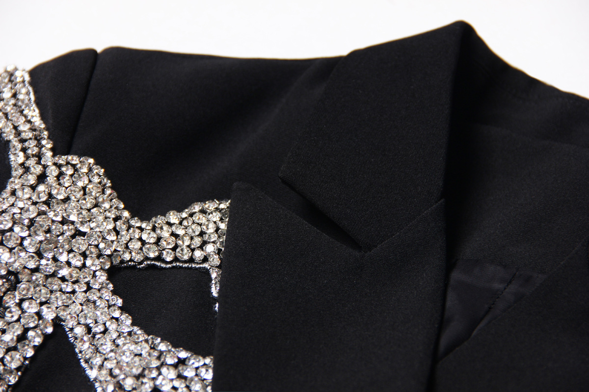 1019 2023 Autumn Milan Runway Coat Jackets Long Sleeve Lapel Neck Black White Beads High Quality Button Fashion Womens Clothes MANSHA