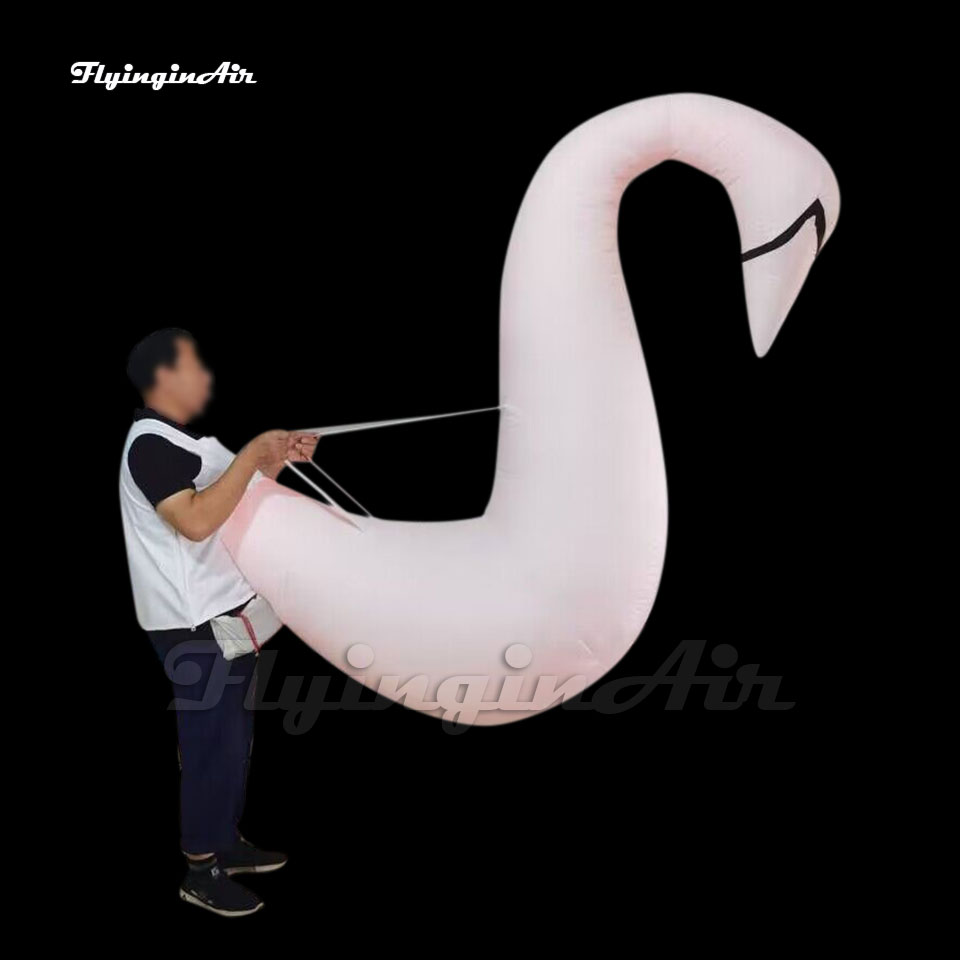 Amazing Parade Performance Lighting Inflatable Swan Costume Dancing Clothing 2m White Walking Blow Up Animal Mascot Suit For Event