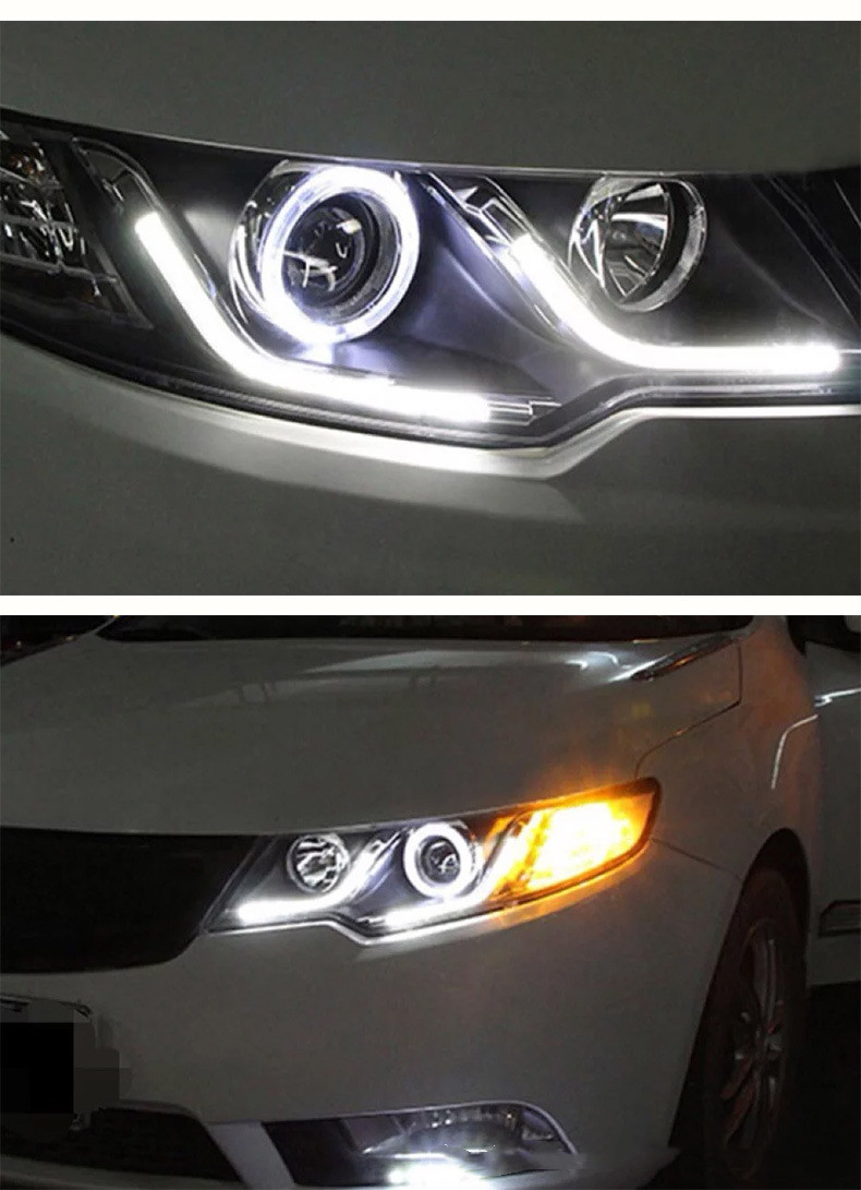 Car Styling Head Lights for KIA Forte 2009-2015 Forte Coupe Headlights LED Angel Eye Daylight Lens Xenon Lamp Signal Headlamp