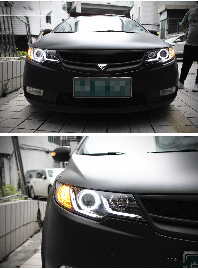 Car Styling Head Lights for KIA Forte 2009-2015 Forte Coupe Headlights LED Angel Eye Daylight Lens Xenon Lamp Signal Headlamp