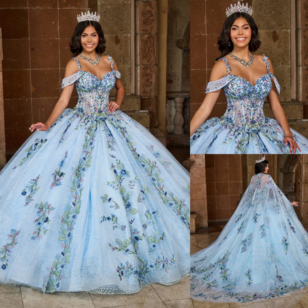 Ful Ball Gown Beaded Quinceanera Dresses Sequined Prom Gowns Appliqued Off The Shoulder Necke Tulle Sweet 15 Masquerade Dress 6660312