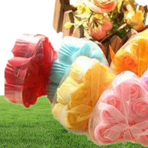 12 Boxes 6pcs Pink Decorative Rose Bud Petal Soap Flower Wedding Favor in Heartshaped Box