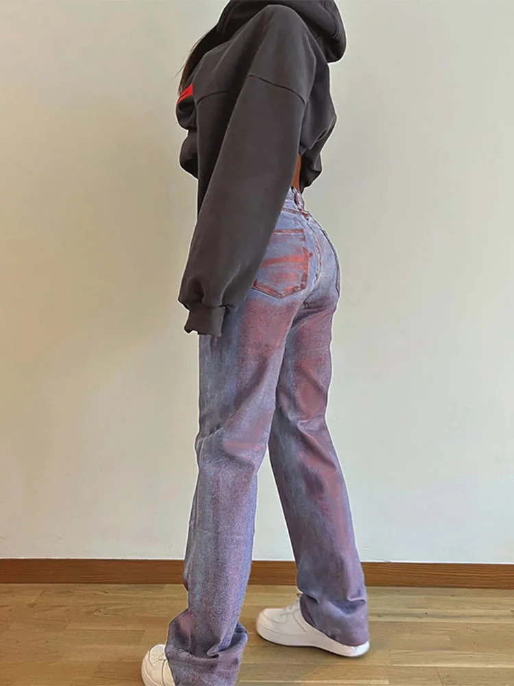 Women's Jeans TARUXY Washed Print High Waisted Women Fashion Basic Baggy Long Pant For Street Cargo Slouchy Denim Pants Woman 231025