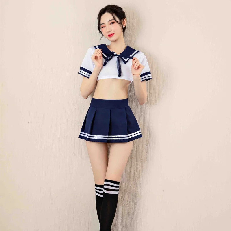 Sexy Set Women's Sexy Cosplay Lingerie Student Uniform School Girls Erotic Costume Dress Women Lace Mini Skirt Set Kawaii Lingerie 231025