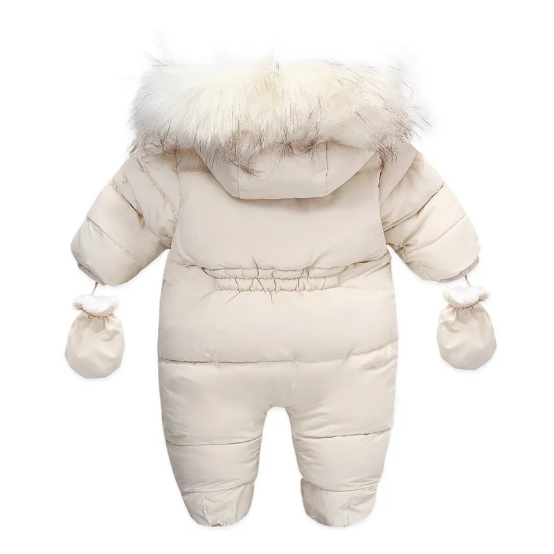 Rompers Winter Baby Jumpsuit Thick Warm Infant Hooded Inside Fleece born Boy Girl Overalls Outerwear Kids Snowsuit 231025