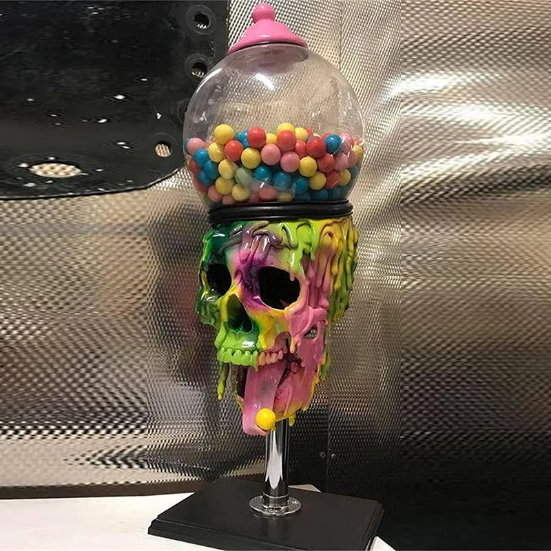 Storage Boxes Bins Independent Station Skull Bubble Gum Machine Statue Resin Crafts Decoration Home Garden Study Candy 230619