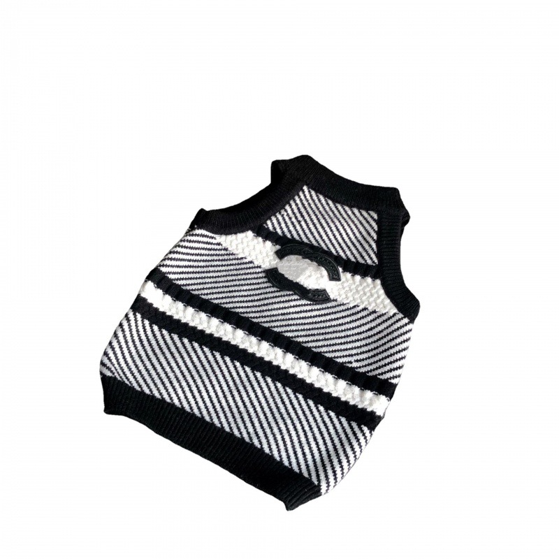 Designer Black White Twill Pet Hanging Neck Knitted Sweater Classic embroidery Schnauzer West Highland Bulldog Cat Winter Clothes