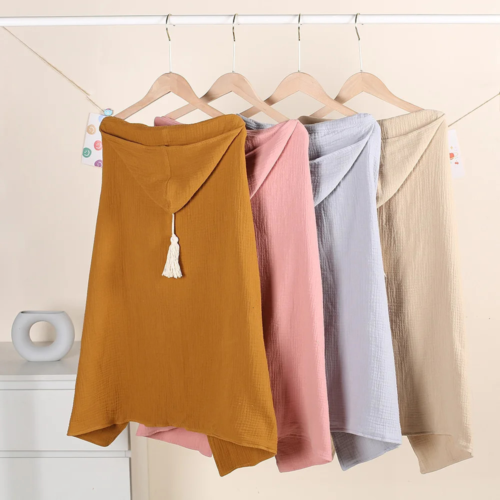 Towels Robes born Baby Boy Girl Bathrobe Towel 100% Cotton Infant Toddler Child Solid Color Hooded Bathrobe Cloak 231024