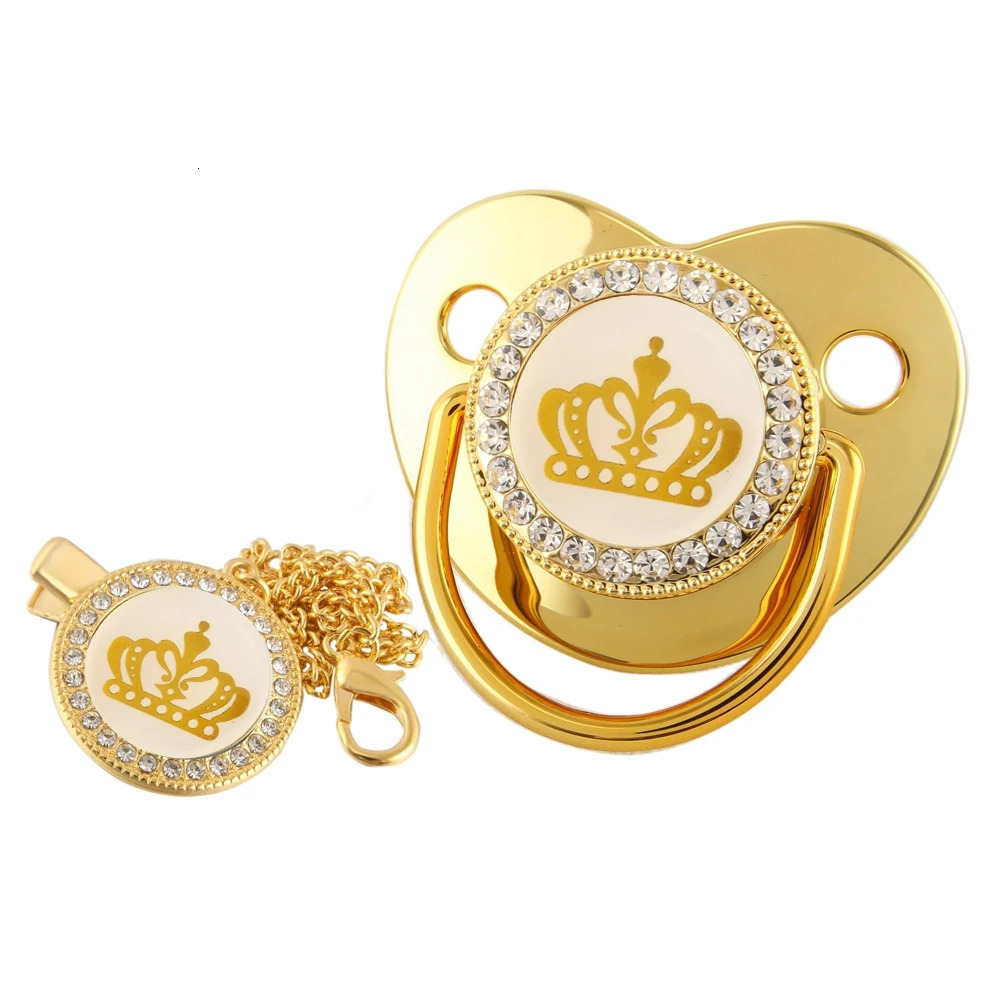 Soothers Teethers 24 Colors Bling Baby Pacifier Cartoon Crown Silicone Pacifiers with Rhinestone Dummy Clip Infant Shower Gift 231025
