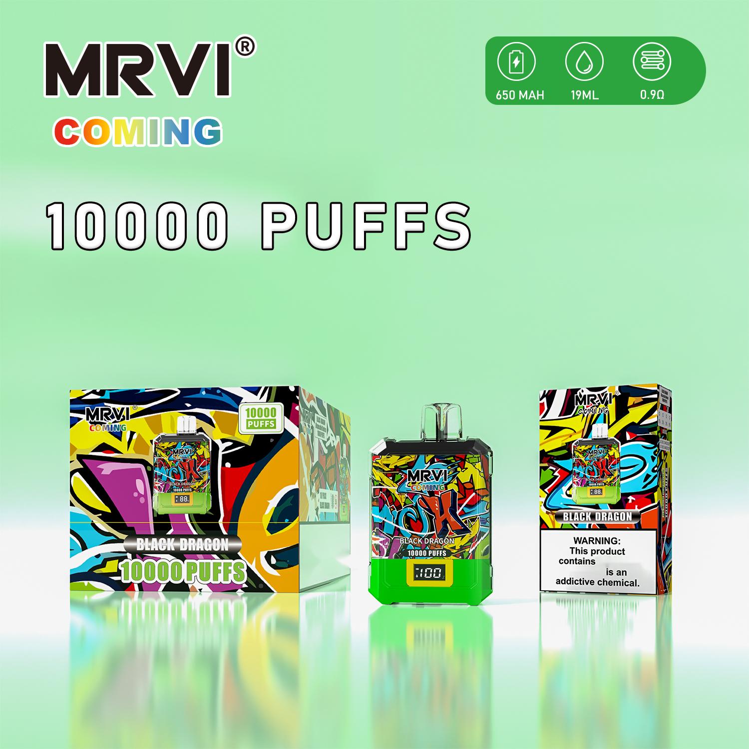 Original Mrvi Coming 10000 puff Disposable Vape Pen 10k Electronic Cigarettes 19ml Pod Mesh Coil 10 Colors Rechargeable Air-adjustable Vs Fumot Digital 12k Puff Vape