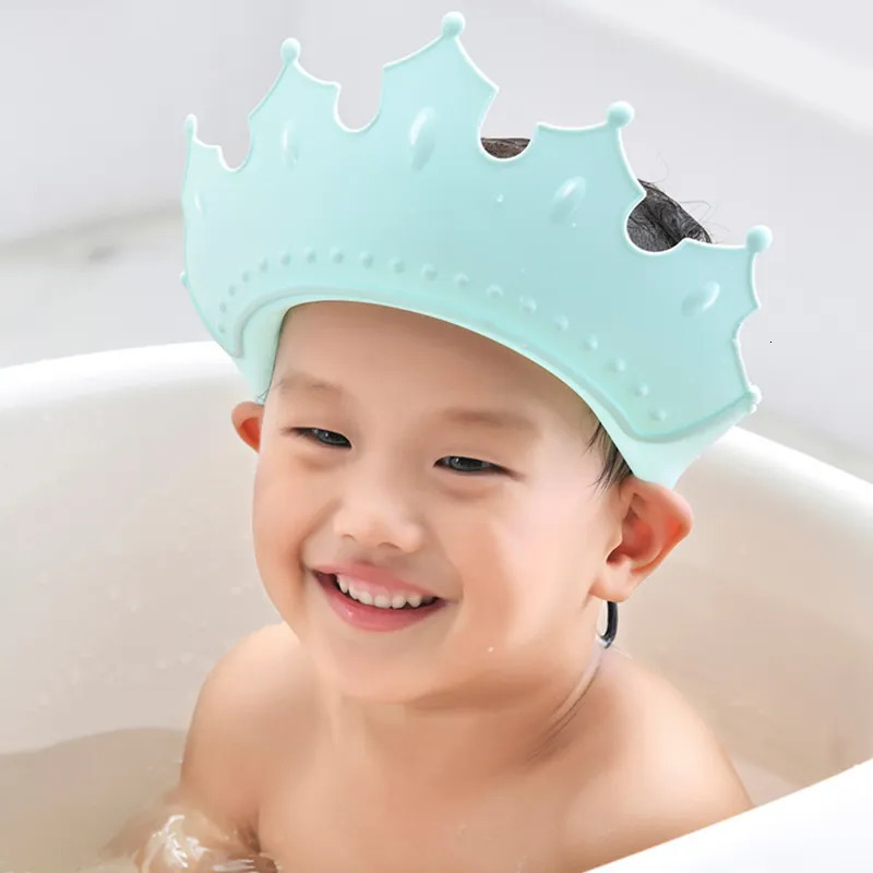 Shower Caps Baby Shower Soft Cap Adjustable Hair Wash Hat For Kids Ear Protection Safe Children Shampoo Bathing Shower Protect Head Cover 231024