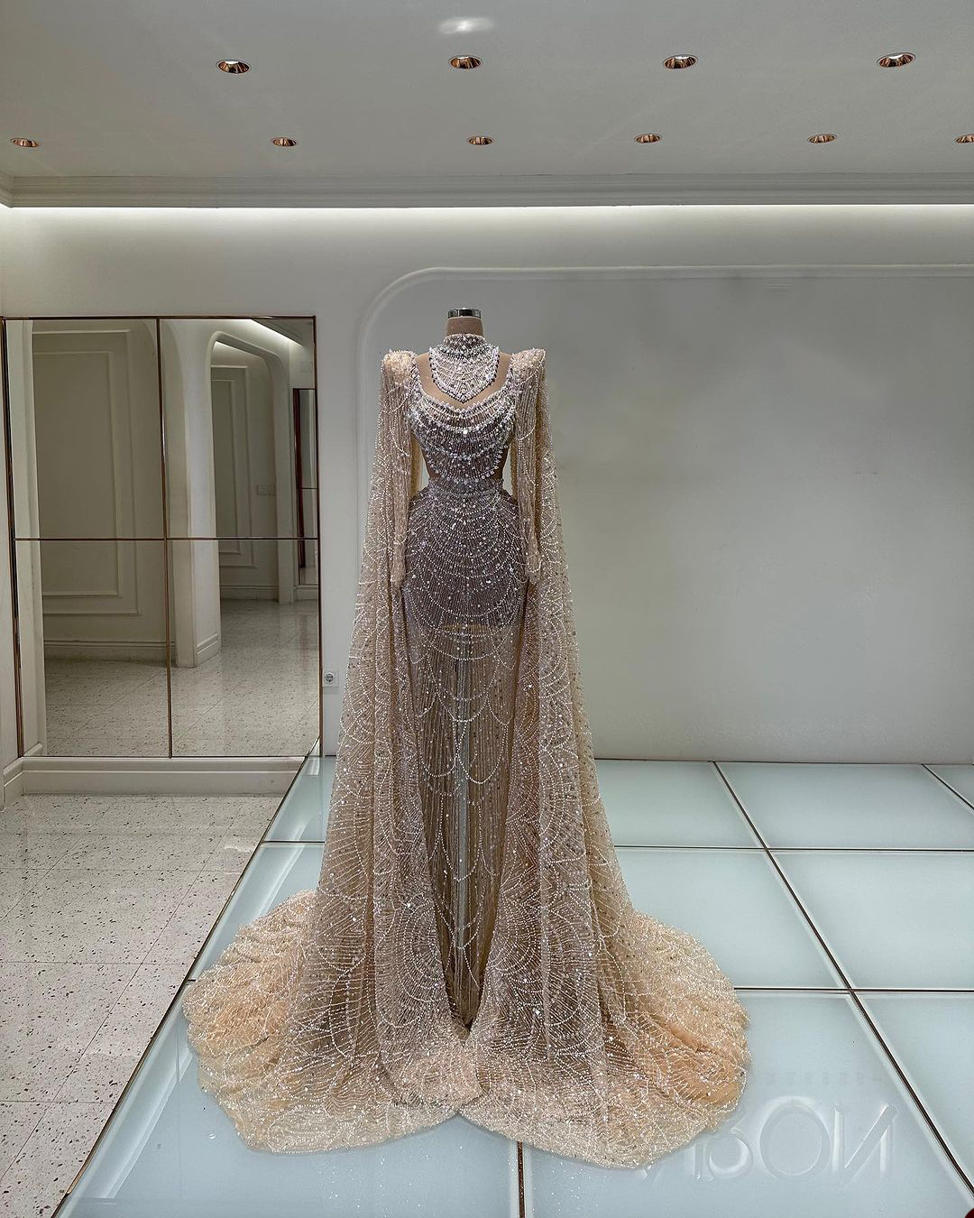 Luxurious High Neck Wedding Dresses Fashion Full Sleeve Beading Pearls Mermaid Gown vestidos de novia Custom Made