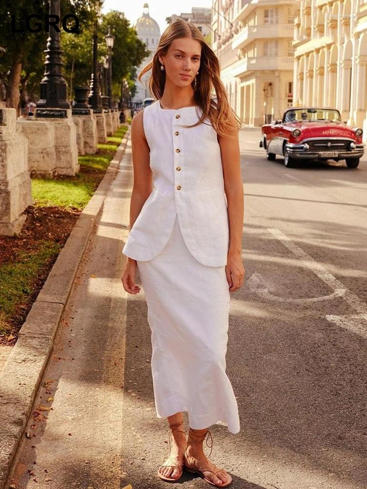 Women's Elegant Sleeveless Cotton Work Set - Black & White, Two-Piece Casual Summer Long Skirt, A-E Cami Dress