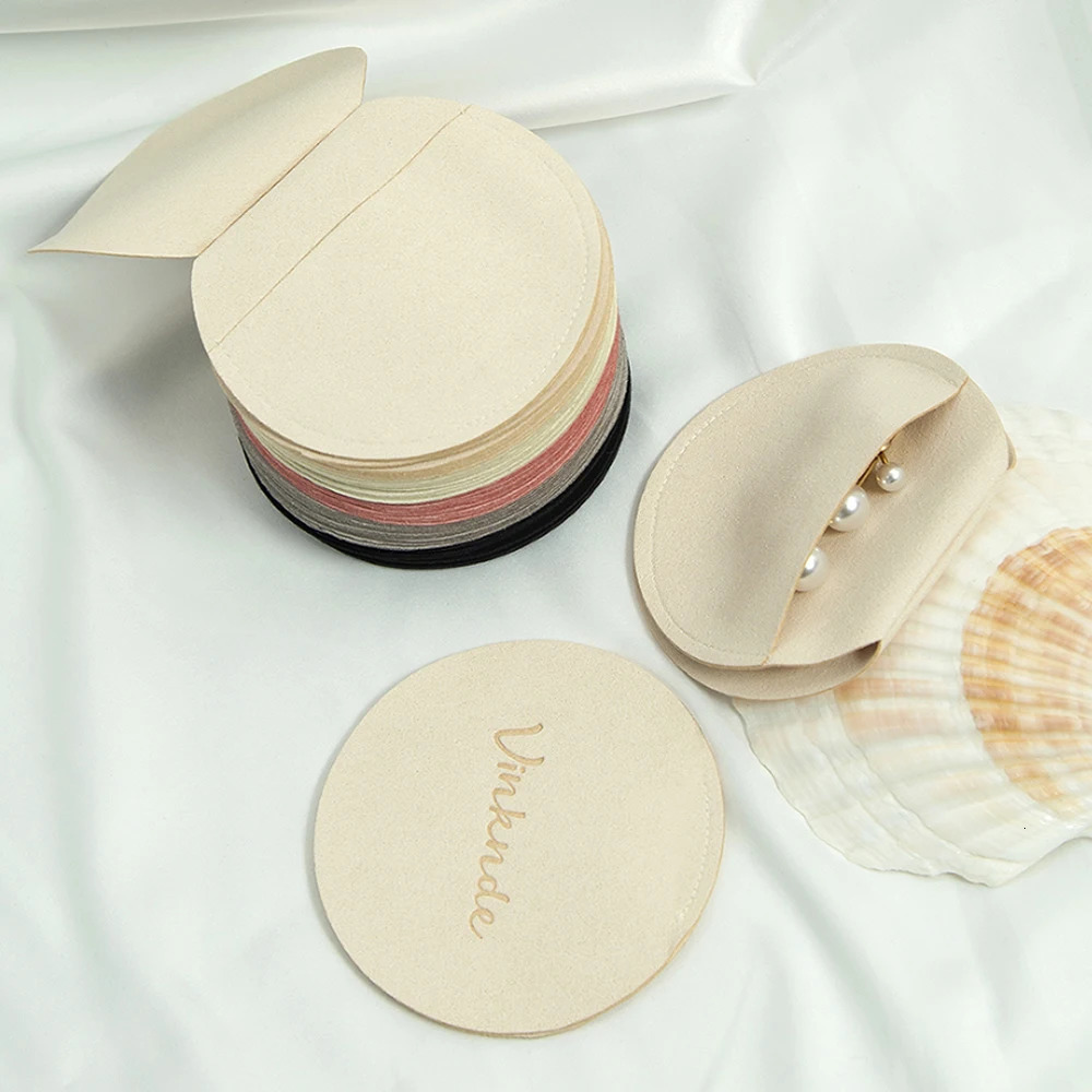 Jewelry Boxes 100Pcs Custom Round Microfiber Bag Ring Earring Pendant Necklace Velvet Pouch Birthday Christmas Halloween Gift Box 231025