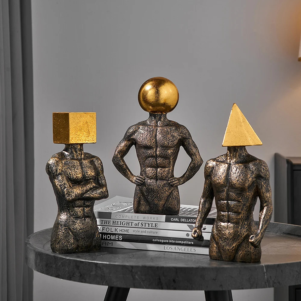 Christmas Decorations Modern Home Decoration Geometric Art Strong Body Statue Room Decor Desk Accessories Sculptures and Figurines Creative Ornament 2