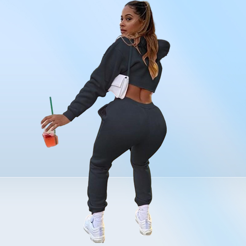 Women039s Two Piece Pants Fall Pink Sweatsuits For Women Hoodie Sweatshirt Crop Top Joggers Sweatpants Set Casual Tracksuits Wh8403665