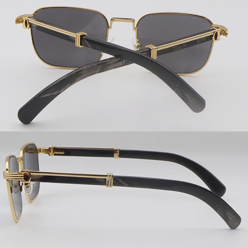 Selling Buffs 0363S Sunglasses Original Gold-Black Buffalo Horn Male Female Glasses MARBLED BLACK BUFFALO HORN Square Unisex Size 54-21-145MM New