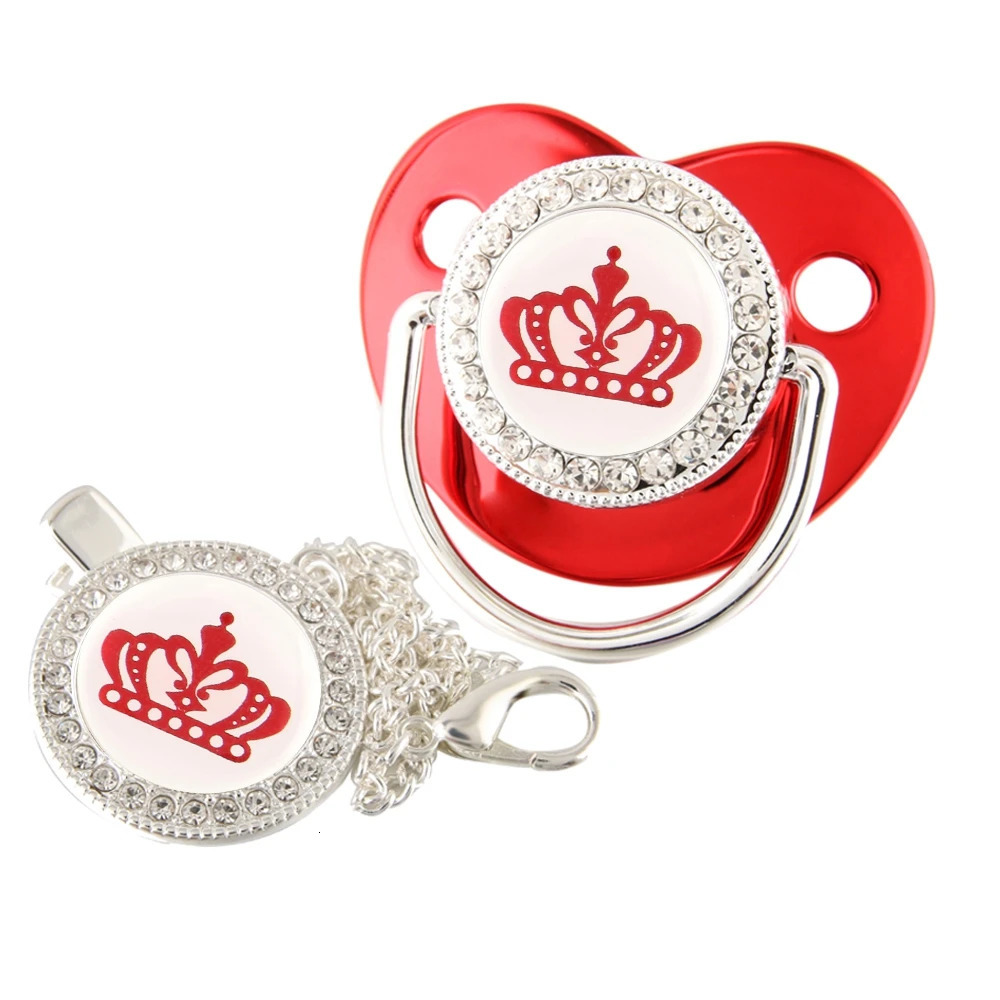 Soothers Teethers 24 Colors Bling Baby Pacifier Cartoon Crown Silicone Pacifiers with Rhinestone Dummy Clip Infant Shower Gift 231025