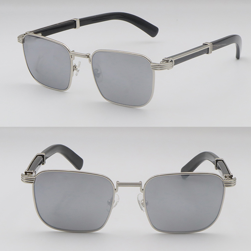 Selling Buffs 0363S Sunglasses Original Gold-Black Buffalo Horn Male Female Glasses MARBLED BLACK BUFFALO HORN Square Unisex Size 54-21-145MM New