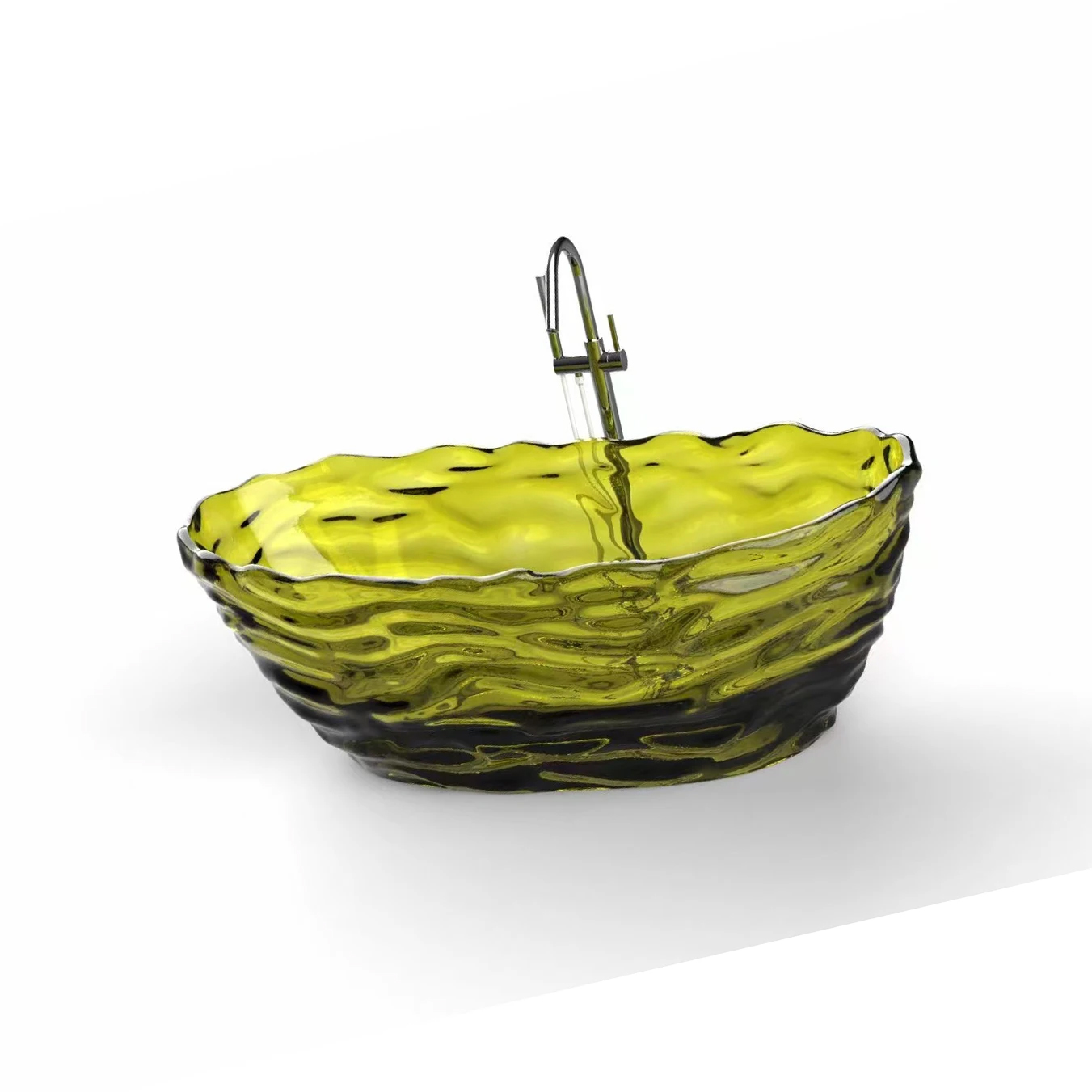 1750x785x640mm Oval Resin Water Ripple Bathtub Freestanding Floor Mounted Crystal Yellow Tansparent Tub BV001-4