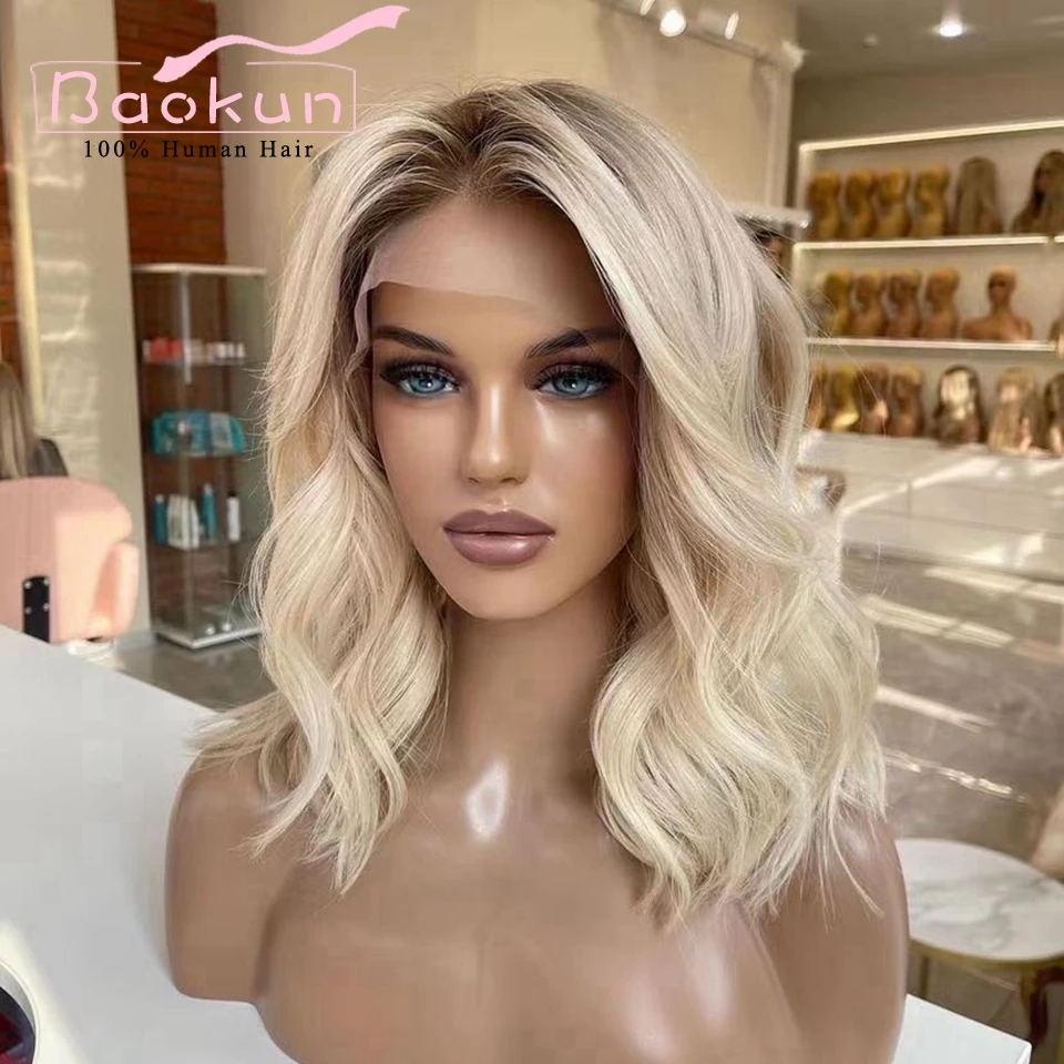 5x5 Blonde Body Wave Lace Front Wig Short Bob Brown Highlight Wig Human Hair Wigs Pre Plucked Virgin HD Lace Frontal Wig 150%