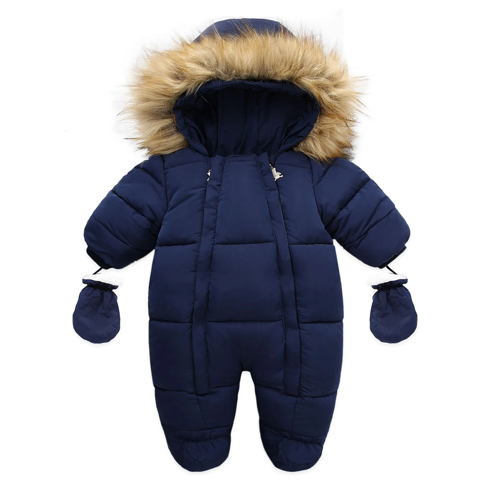 Rompers Winter Baby Jumpsuit Thick Warm Infant Hooded Inside Fleece born Boy Girl Overalls Outerwear Kids Snowsuit 231025