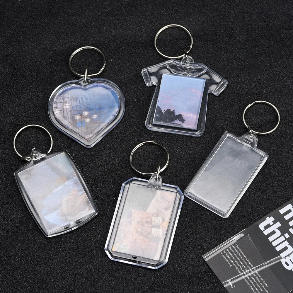 Keychains Lanyards 30pcs Rectangle Transparent Blank Clear Acrylic Insert Po Picture Frame Keyring Keychain DIY Split Ring Key Chain Gifts 231025