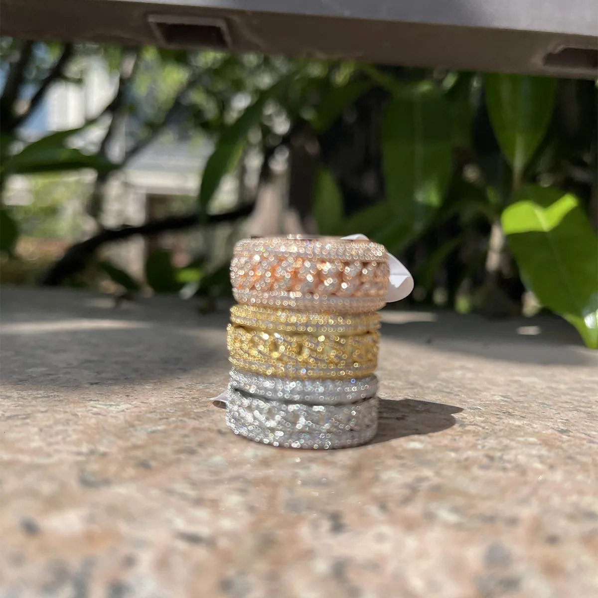 Band Rings Bubble Letter Gold Color Ring for Men Iced Out Real Copper Spinning in the Middle Hip Hop Jewelry Trend Charms Korea 231025