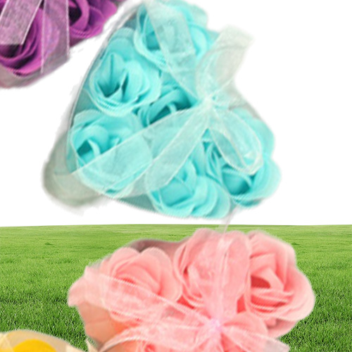 12 Boxes 6pcs Pink Decorative Rose Bud Petal Soap Flower Wedding Favor in Heartshaped Box
