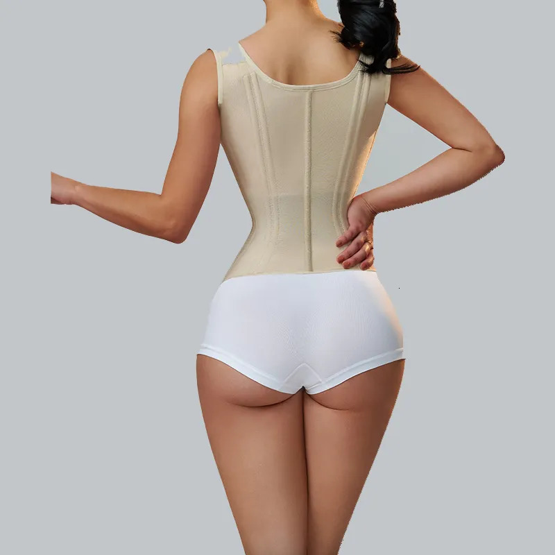 Waist Tummy Shaper Fajas Colombiana Double Compression Trainer Corset with Bone Adjustable Zipper and Hook eyes Flat Belly Body 231025