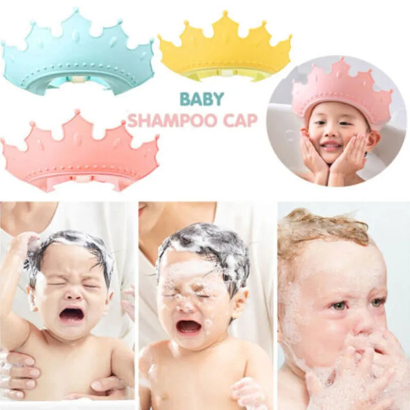 Shower Caps Baby Shower Soft Cap Adjustable Hair Wash Hat For Kids Ear Protection Safe Children Shampoo Bathing Shower Protect Head Cover 231024
