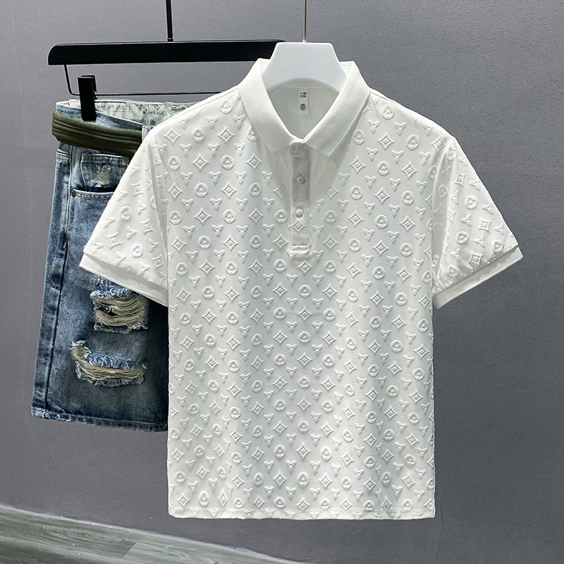 designer fashion top high quality business clothing embroidered collar details short sleeve polo shirt mens tee m4xl
