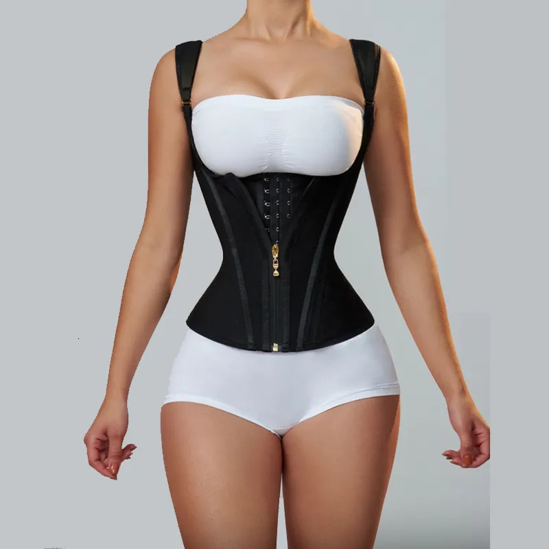 Waist Tummy Shaper Fajas Colombiana Double Compression Trainer Corset with Bone Adjustable Zipper and Hook eyes Flat Belly Body 231025