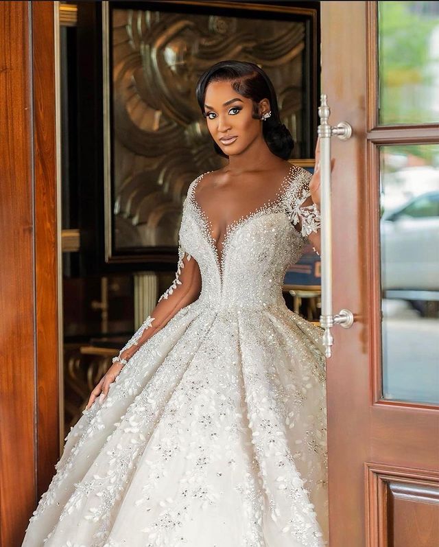 2023 Oct Arabic Aso Ebi Plus Size Ball Gown Luxurious Wedding Dress Lace Beaded Tulle Bridal Gowns Dresses ZJ266