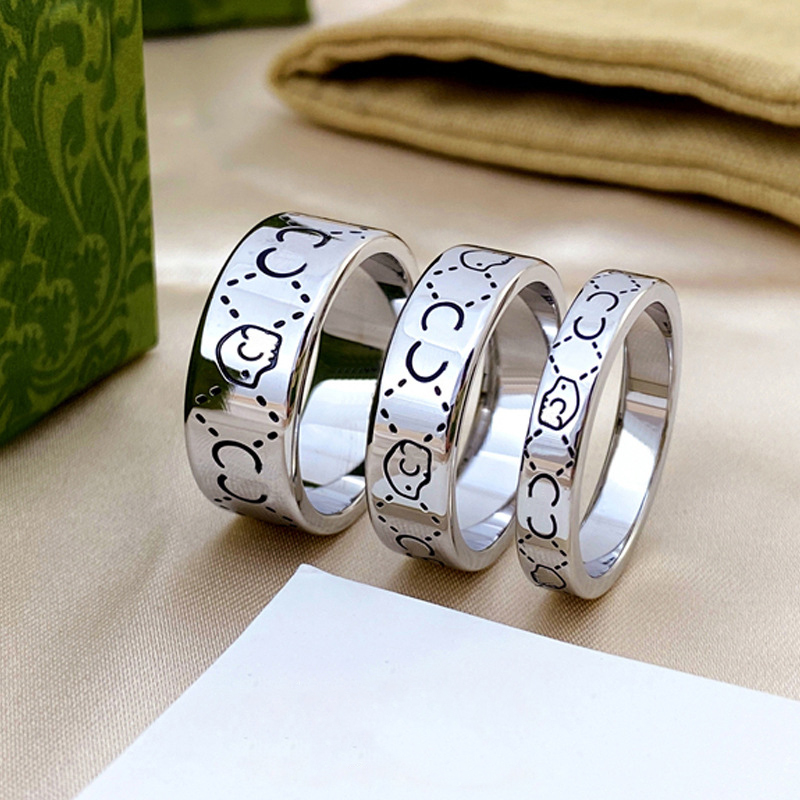 Designer Ring Fashion Unisex Couple Rings Skeleton Design for Man Women Different Widths Wedding Jewelry Gifts 5 Style High Quality